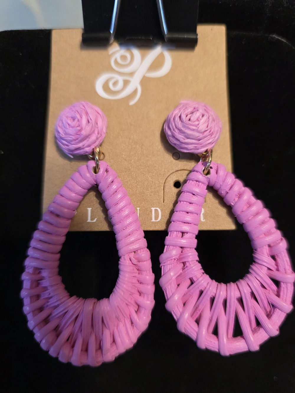 #179 Plunder Pink Woven Teardrop Drop Earrings - Picture 1 of 1